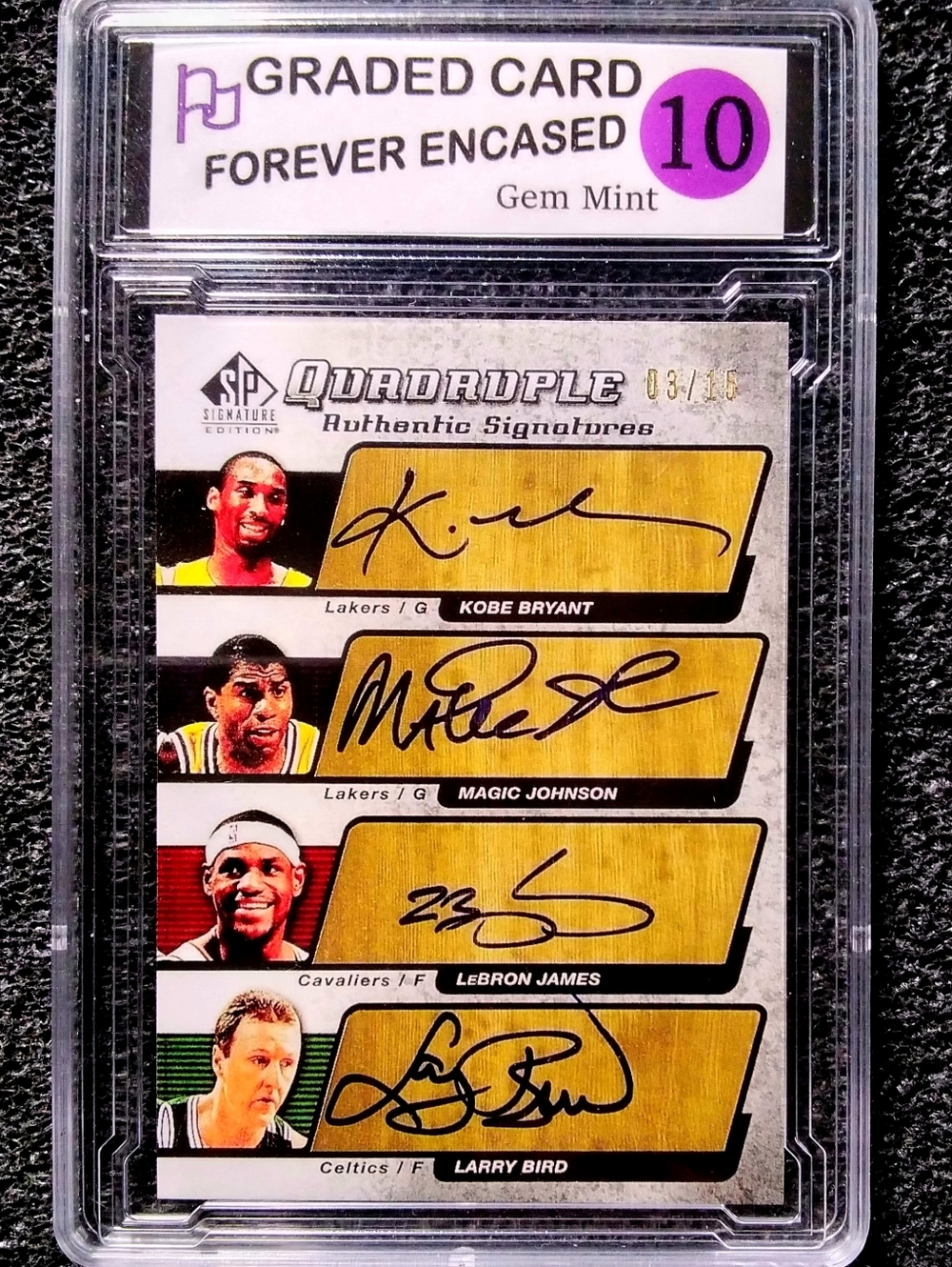 Kobe Bryant, Magic Johnson, Lebron James, Larry Bird Autograph Basketball Card